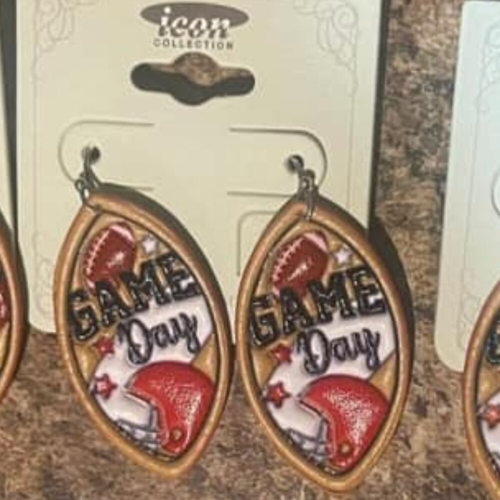 Game Day Earrings Red & White